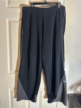 Nike Black Wide-Leg Track Pants with Gray Panels